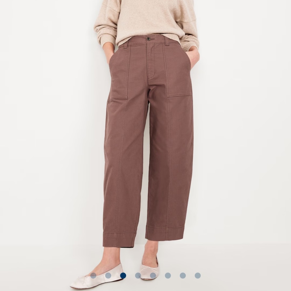 Old Navy High Waisted Canvas Barrel Ankle Pants